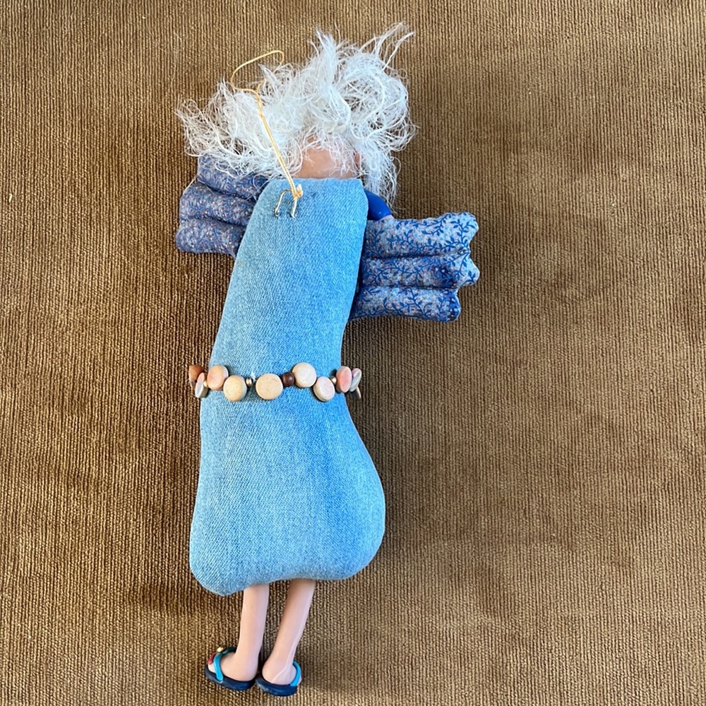Handcrafted WHIMSICAL‎ Blue Angel Stuffed Ornament - Picture 2 of 6